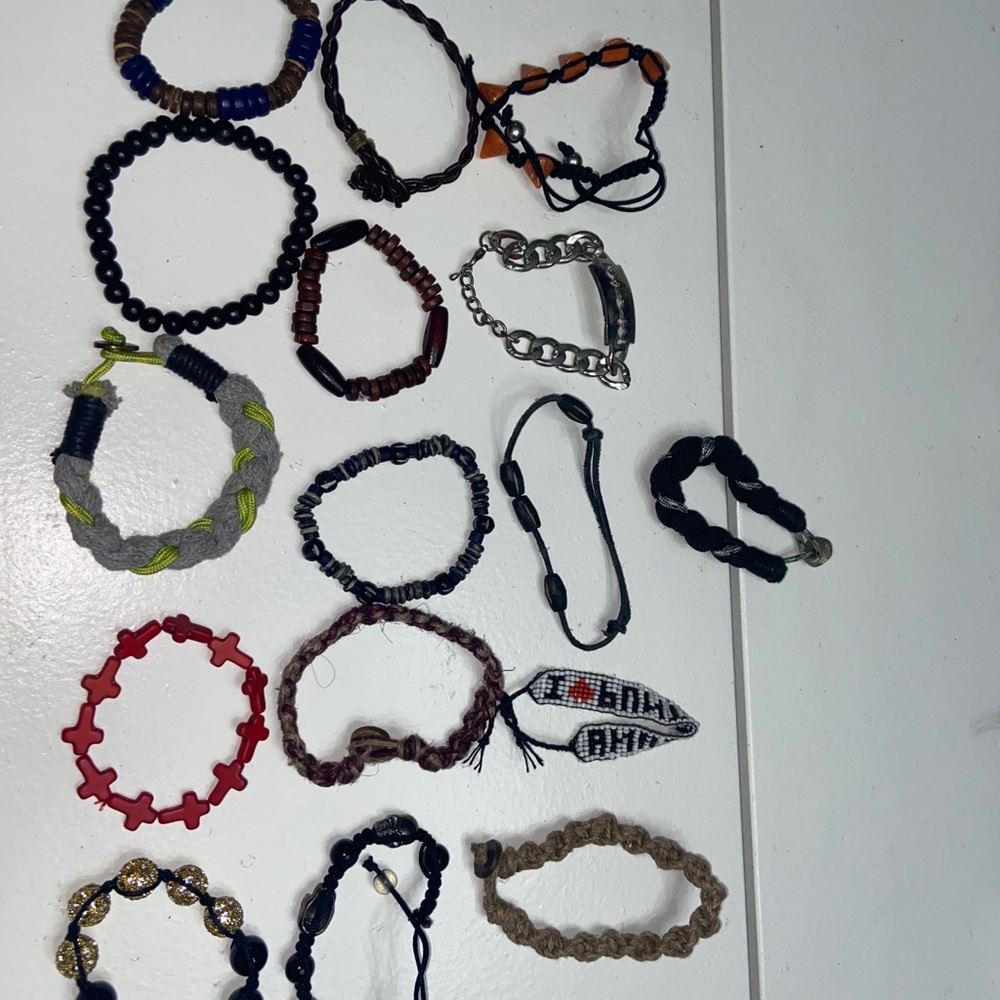 Assorted Lot of 16 unisex stylish bracelets.